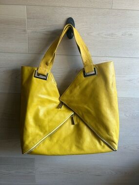 Vintage Kooba Large Yellow Rider Tote Bag